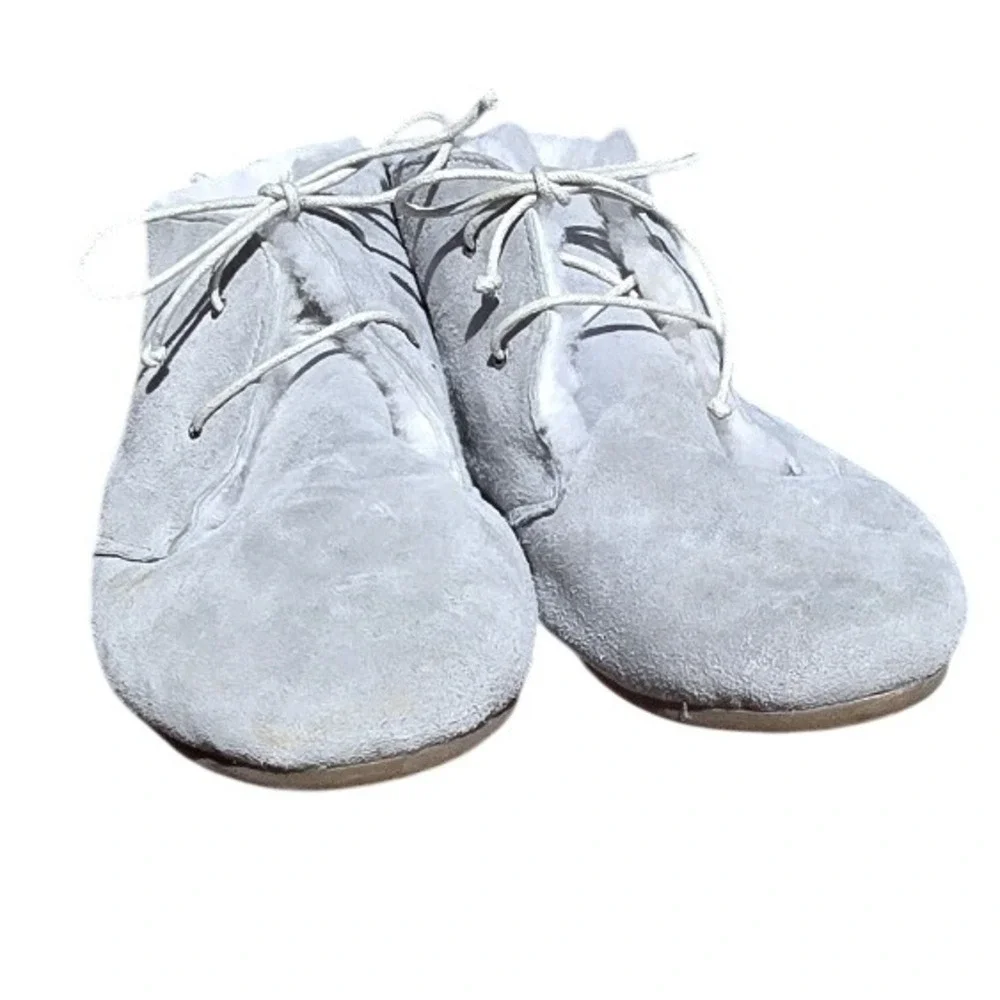 Hobes Wooly Hobe Light Grey Suede Wool Lined Ankle Boots 40 Made Italy 9.5 women